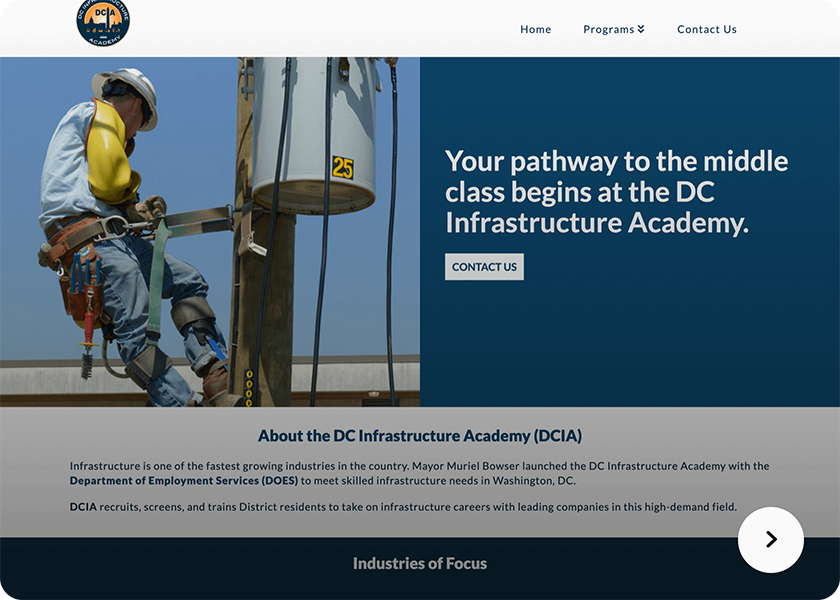 Screenshot of the DC Infrastructure Academy website