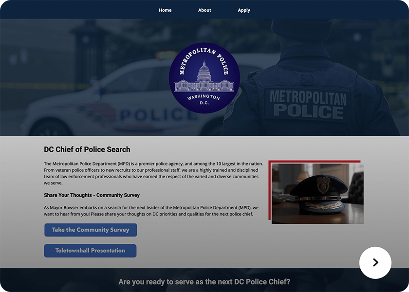 Screenshot of the 
Chief of Police website