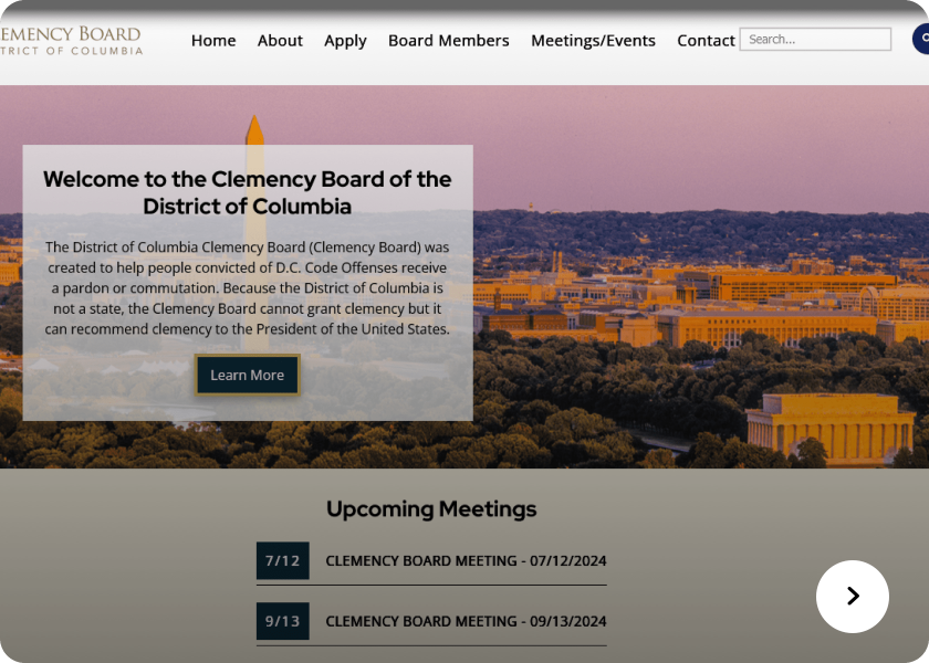 Screenshot of  Clemency  website