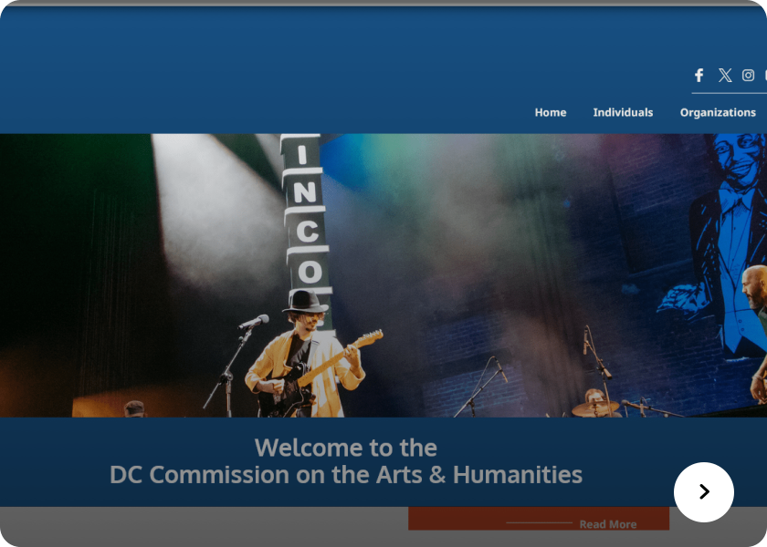Screenshot of DC Arts website