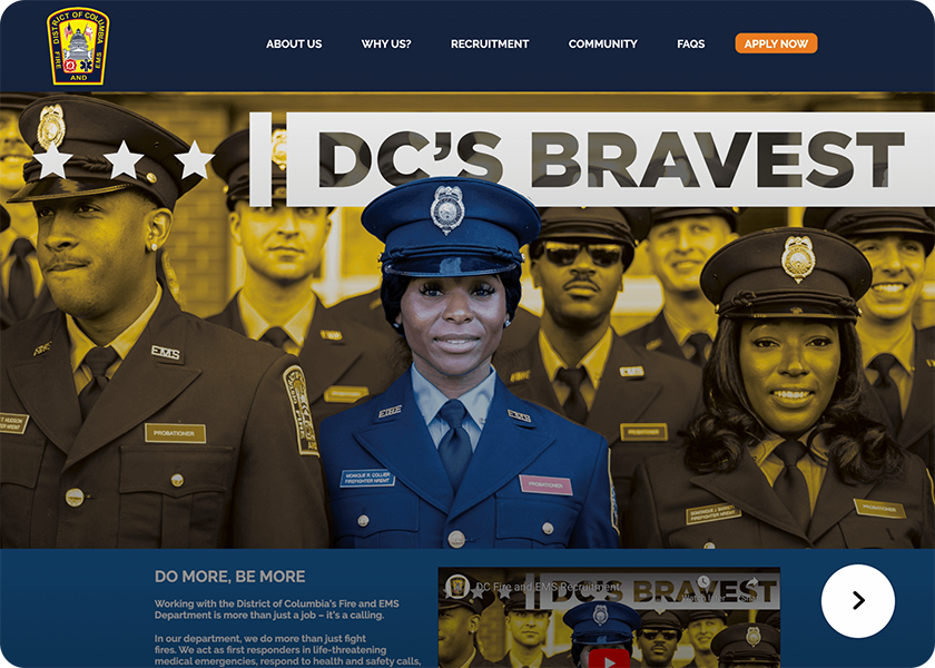 Screenshot of the DC Brave website