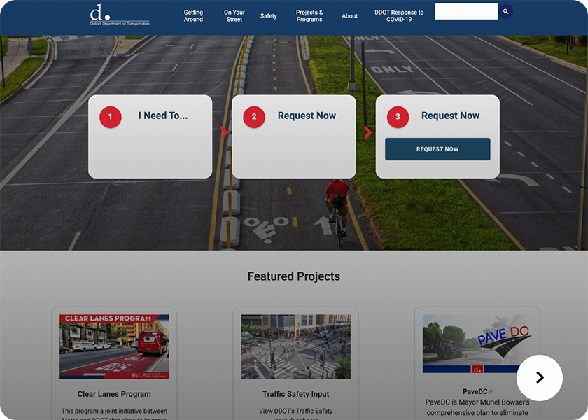 Screenshot of the DDOT website