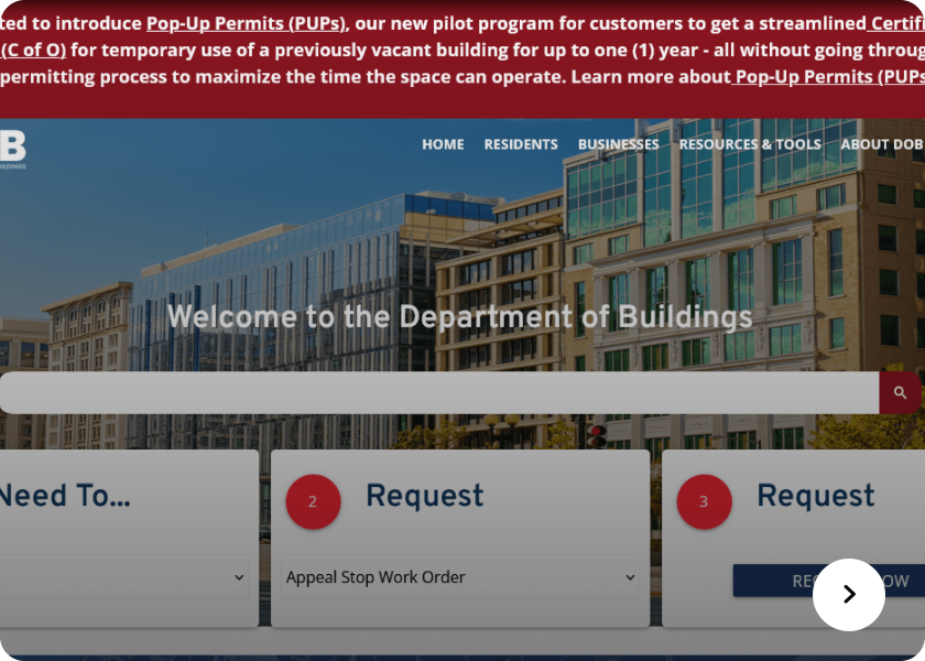 Screenshot of  DOB website