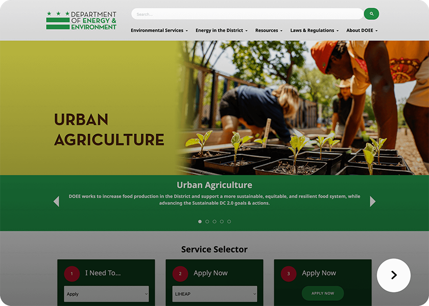 Screenshot of the DOEEE website