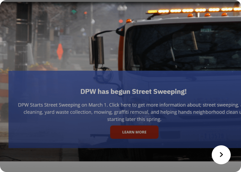 Screenshot of  DPW website