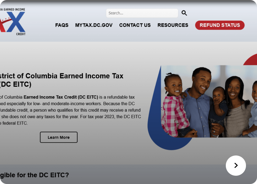 Screenshot of  EITC website