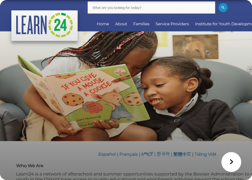 Screenshot of  Learn 24 website