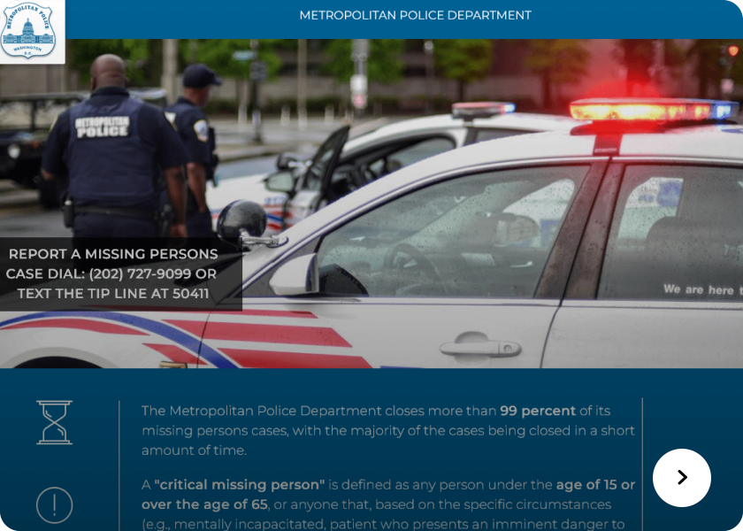 Screenshot of  Missing website