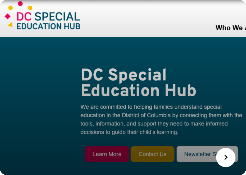 Screenshot of  Special Education website