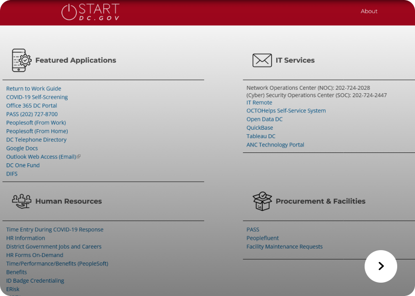 Screenshot of  Start website