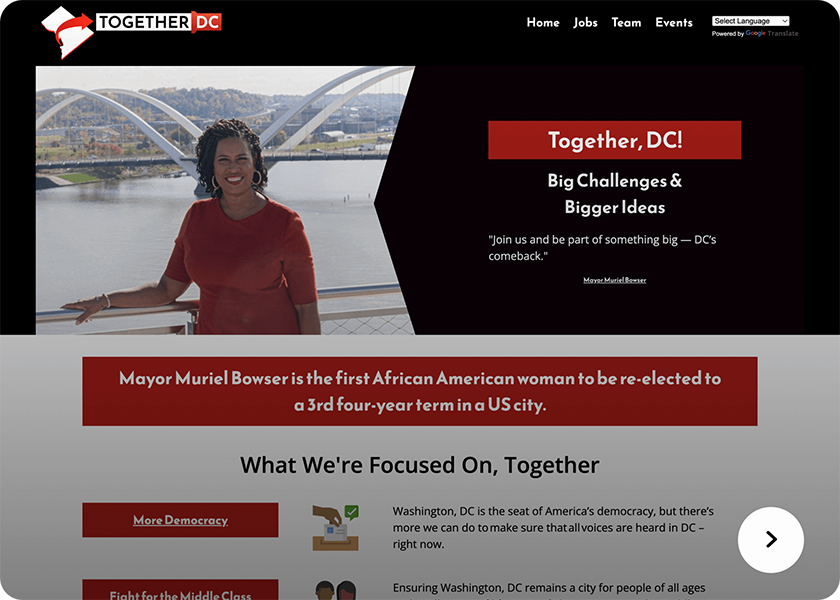Screenshot of Together, DC!
 website