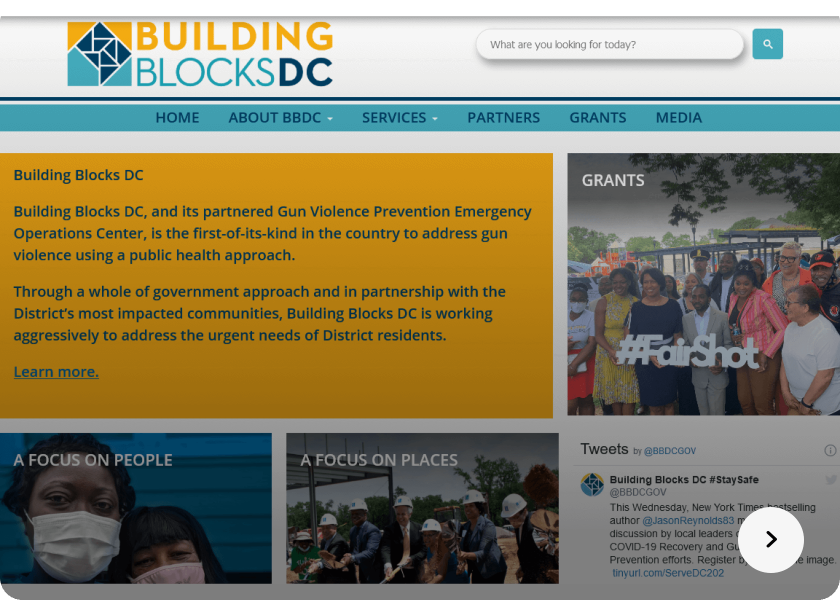 Screenshot of the Building Blocks website