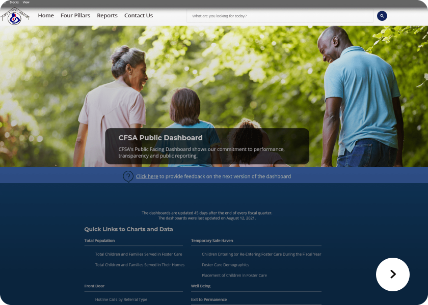 Screenshot of the CFSA website