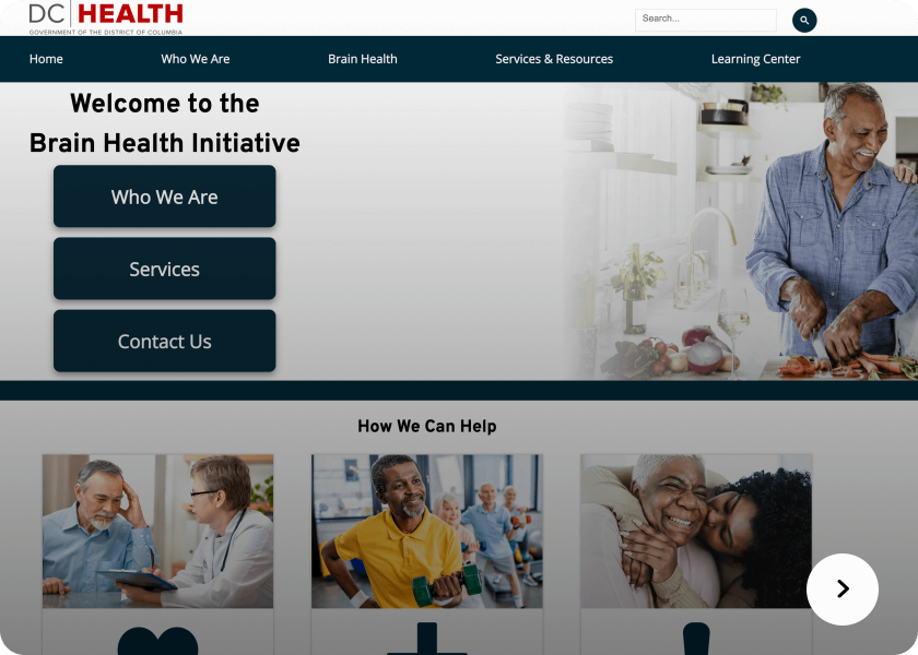 Screenshot of the Brain Health website
