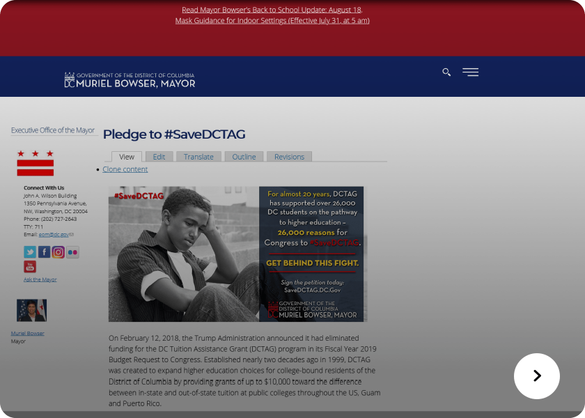 Screenshot of the DC Tag website