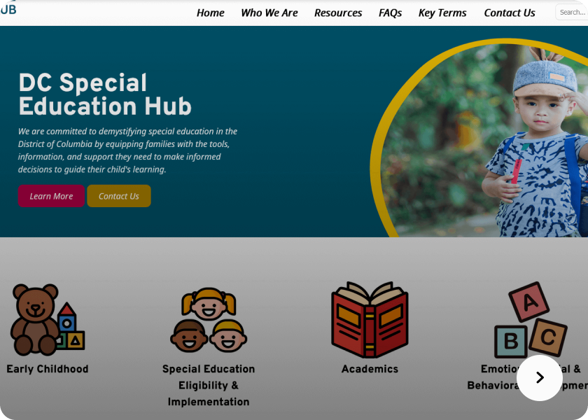 Screenshot of the 
Special Education website