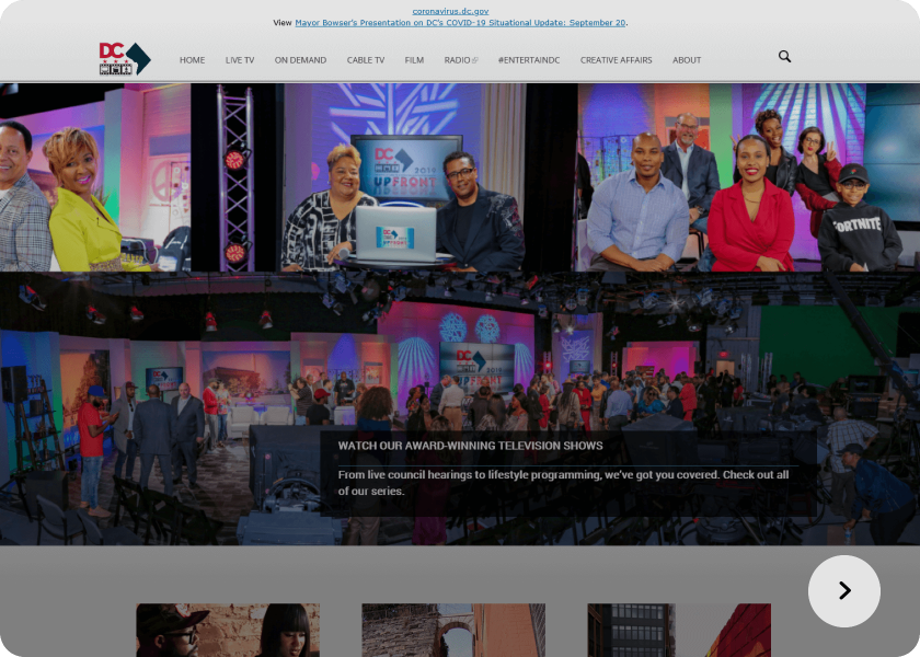 Screenshot of the  Entertainment website