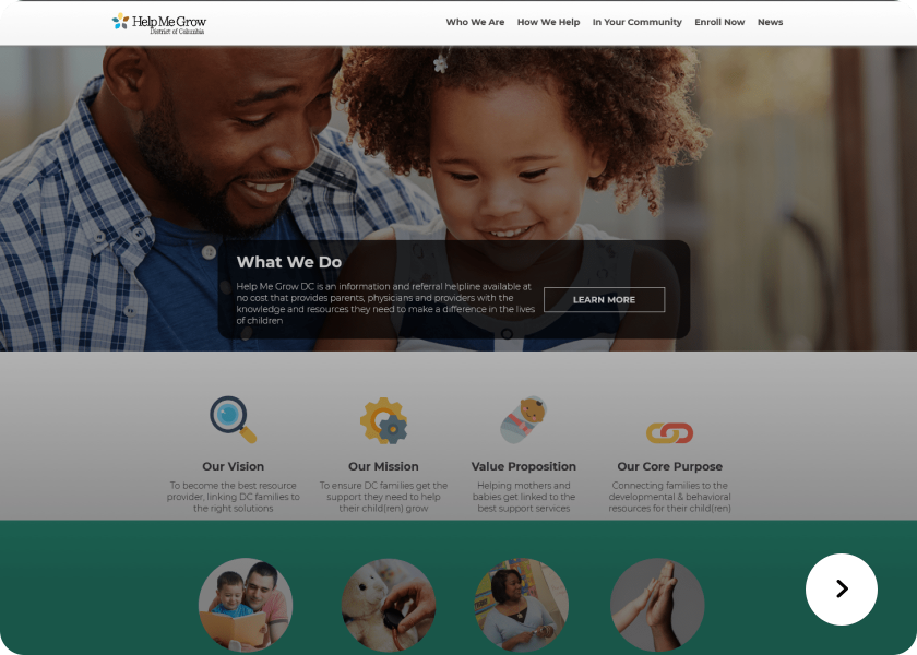Screenshot of Help Me Grow website