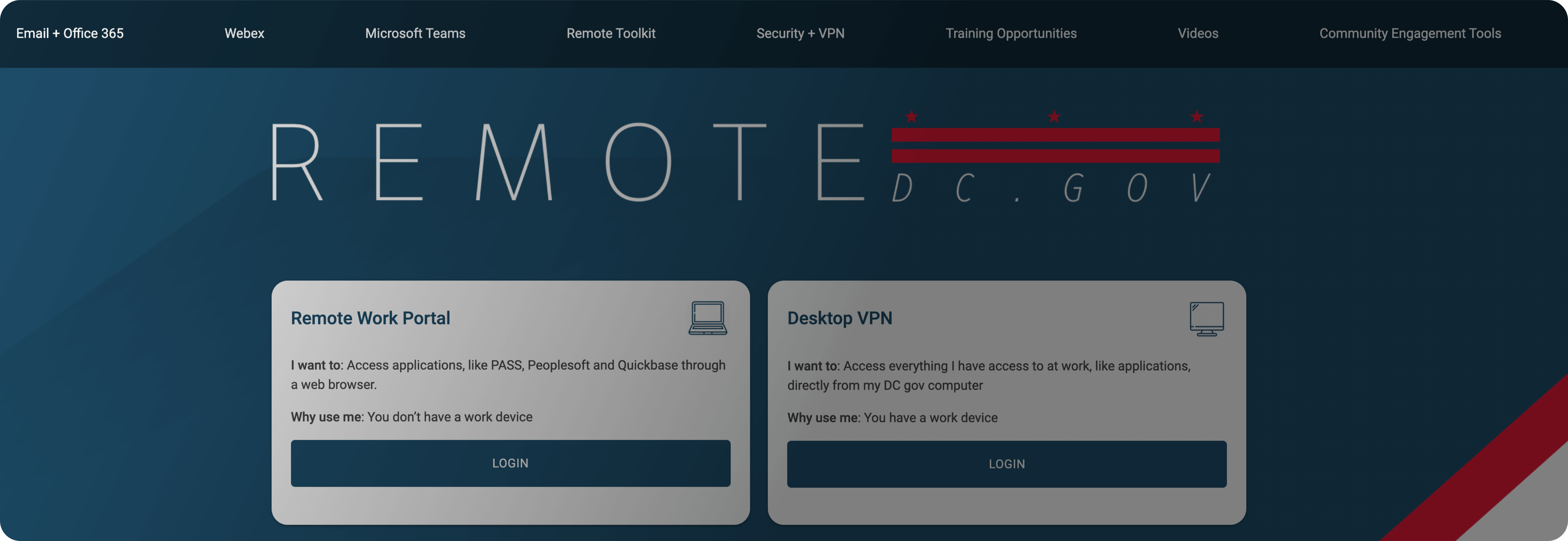 Screenshot of Remote.dc.gov