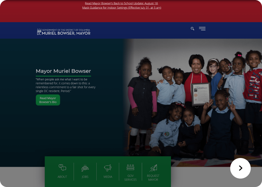 Screenshot of the Mayor website