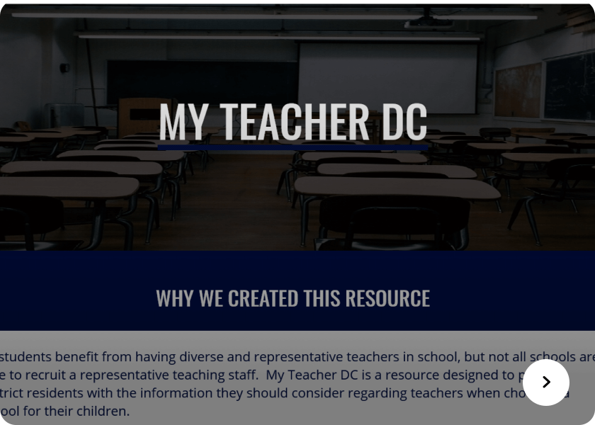 Screenshot of the My Teacher DC website