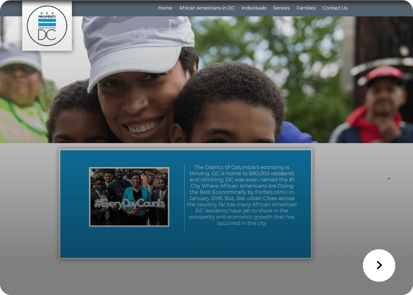Screenshot of the prosperity website