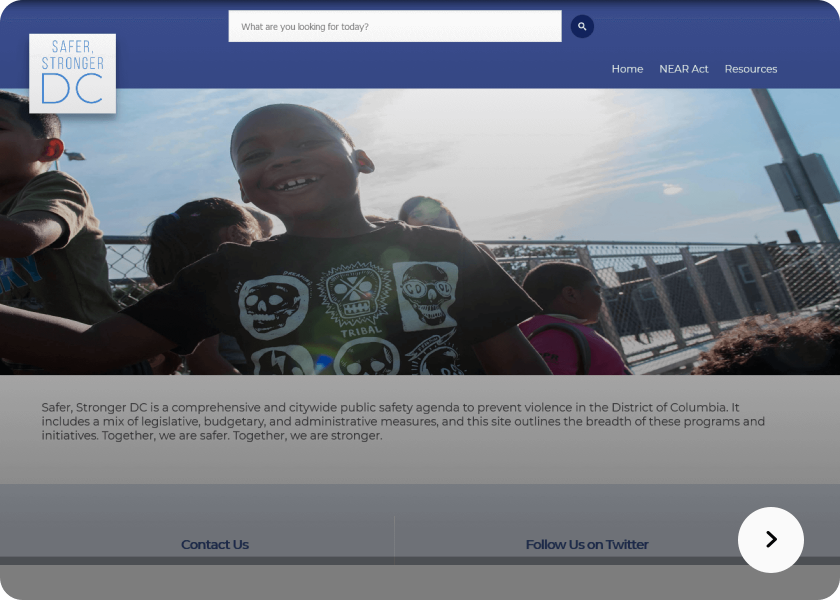 Screenshot of the Safer Stronger DC website