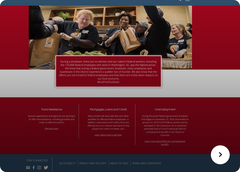 Screenshot of the shutdown website