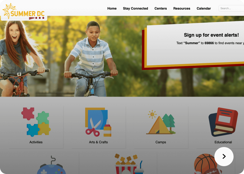 Screenshot of the Summer DC website