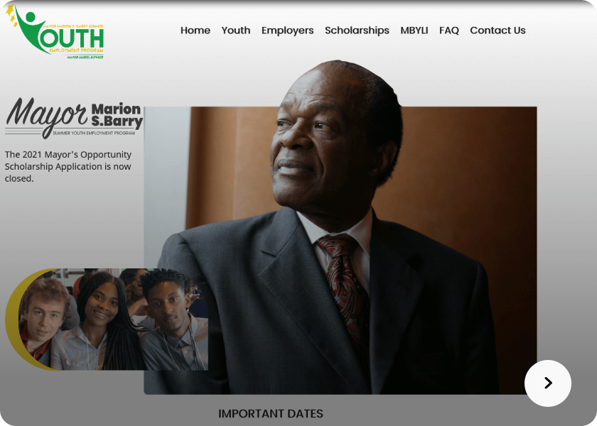 Screenshot of the summerjobs website